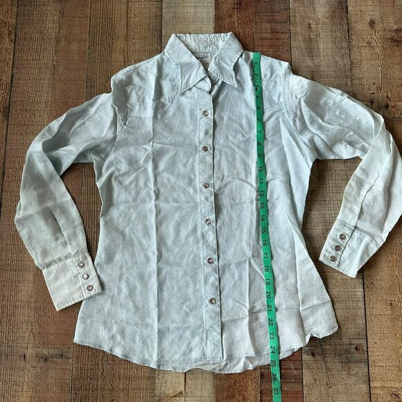 Wrangler Womens Authentic Western Shirt Size M Light Blue Floral Pattern - Picture 3 of 6